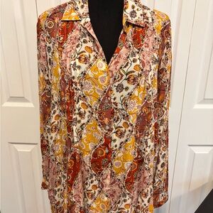 Jane and Delancey Red and Yellow Floral Blouse